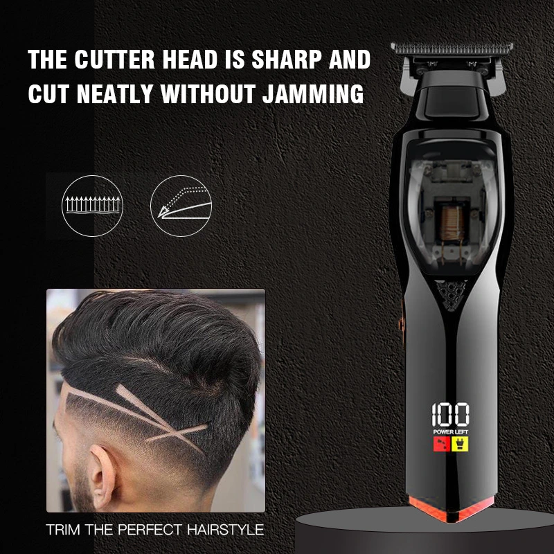 Oucai U-5156 professional cordless hair clipper with cutting head and barber hairstyle example